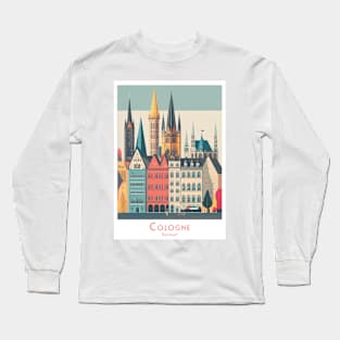 Cologne, Germany - minimalistic Vintage Retro Travel Poster Long Sleeve T-Shirt